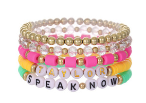 Corda transfrontaliera con <span class=keywords><strong>cuore</strong></span> intrecciato grazioso bracciale da donna placcato in oro con perline con lettere colorate regolabili fatte a mano - Product Image 6