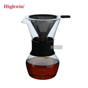 HIGHWIN Hoch-Borosilikat-Glas-Übergießer Kaffeemaschine Kaffee tropfen Übergießer Kaffeemaschine