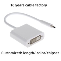 Adaptateur DFX en aluminium Type C vers DVI femelle 4K 30Hz USB 3.1 avec gaine en PVC pour MacBook Pro/Surface Laptop/Projecteur/Téléviseur