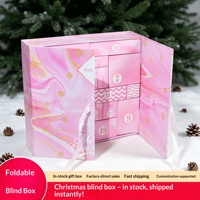 Boîte de calendrier de l'Avent de Noël rose à 24 compartiments, personnalisable, vide, pour chocolats, boîte cadeau mystère, emballage d'usine