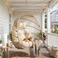 Fauteuils suspendus en osier modernes pour patio, chaises suspendues en forme d'œuf pour l'extérieur, chaise suspendue en forme d'œuf pour balcon intérieur