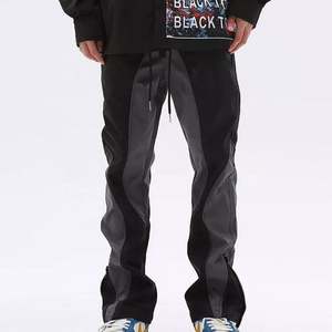 Pantalon décontracté à fermeture éclair et taille élastique Pantalon de survêtement en patchwork Pantalon de survêtement évasé en éponge française personnalisé de haute qualité Pantalon de survêtement pour hommes - Product Image 5