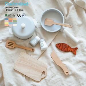 EDULAND OEM ODM Jouet de <span class=keywords><strong>cuisine</strong></span> en bois Montessori de <span class=keywords><strong>simulation</strong></span>, ensemble de <span class=keywords><strong>cuisine</strong></span> éducatif amusant pour enfants, ustensiles de cuisson pour l'école maternelle - Product Image 4