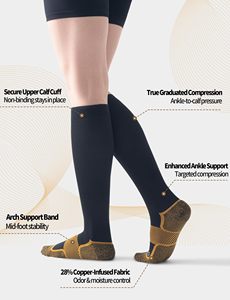 Calze a Compressione con Infusione di Rame 20-30 mmHg per Uomo e Donna, Supporto Graduato per Circolazione, Sport, Viaggi e Infermieri - Product Image 4