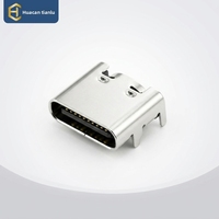 Connecteur USB 3.1 Type-C Femelle SMD HC-TYPE-C-16P-01B 16 broches 20V 3A en bronze phosphoreux et étain, plaqué nylon, triple moulage L7.35