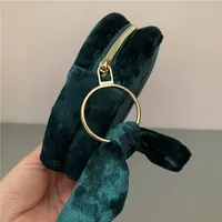Pochette de voyage ronde en velours pour mini-rouge à lèvres avec poches intégrées, trousse de toilette portable