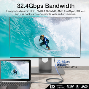 Câble <span class=keywords><strong>Mini</strong></span> DisplayPort vers DisplayPort ULT-unite 2m gris tressé 8K 60Hz 4K 144Hz <span class=keywords><strong>Mini</strong></span> <span class=keywords><strong>DP</strong></span> vers <span class=keywords><strong>DP</strong></span> - Product Image 3