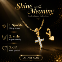 Collier Pendentif Croix Double Infini Personnalisé en Argent Plaqué Or 18K avec Zircon Pierre de Naissance, Bijoux de Mode Polonais pour Femme