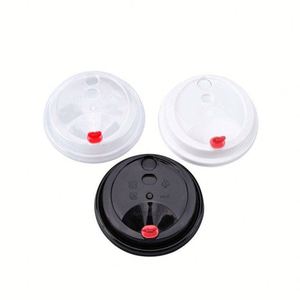90mm 95mm 98mm PP Plastic Cup Lids Clear <b>Black</b> White Red Heart Straw Cover Industrial Use Leak-Proof Food Grade Coffee Portable - Product Image 1