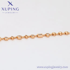 XUPING Collar de Cadena con Cuentas de Corazón de 6MM y Circonitas, Chapado en Oro de 18K, Acero Inoxidable, Joyería Minimalista - Product Image 4