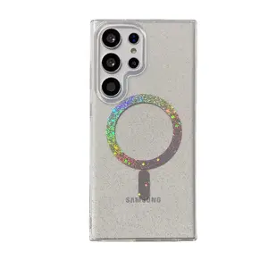 Groothandel Voor Samsung Galaxy S23 Ultra Transparant Laser Telefoon Hoesje Oogverblindende Ster Glitter S23 Magnetische Telefoonhoes