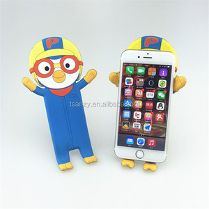 Cute Blue Cartoon Animal Character Soft PVC Mobile Phone Stand Bendable Phone Holder Embossed Logo Promotional Business Gifts