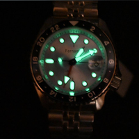 Montre de plongée mécanique automatique pour homme, cadran bleu glacé, lunette rotative, fenêtre de date, bracelet en acier inoxydable Jubilee, montre de sport