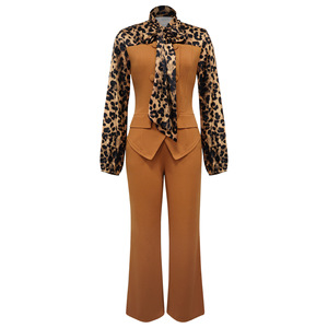 Popolare Completo da Donna in Stile Europeo <span class=keywords><strong>e</strong></span> Americano con Stampa Leopardata <span class=keywords><strong>e</strong></span> Patchwork, Slim-fit Sofisticato per <span class=keywords><strong>Primavera</strong></span> <span class=keywords><strong>e</strong></span> Autunno - Product Image 2