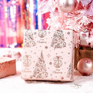 Christmas <b>Wrapping</b> <b>Paper</b> Pink Rose Gold Embossed Tree Design 17 In X 32.8 Ft Gift Craft Holiday Packaging - Product Image 5
