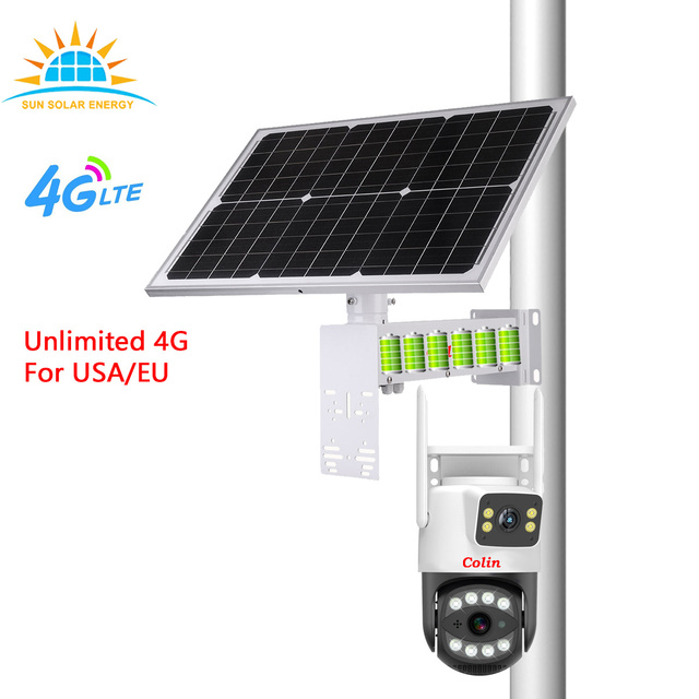 365 Long Video 40W 20AH 222WH with 4G Unlimited PTZ Wireless Solar Security Camera 4MP Dual Lens Hunting Camera Solar Farm Cctv
