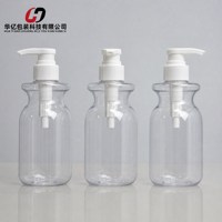 Bouteille à pompe en plastique PET transparente de 500 ml pour shampoing botanique de luxe, gel douche, savon liquide, emballage cosmétique