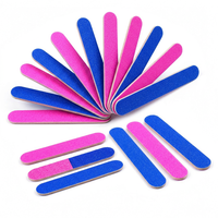 Mini lime à ongles en bois double face 100/180 grains rose et bleu, 8,5 cm, pour kits d'ongles à presser, lot de 100 pièces en vrac