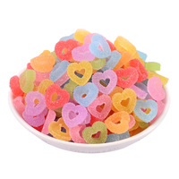 Accessoires de décoration faits main en résine émaillée pour pâtisserie, en forme de cœur, de bonbon gélifié, de beignet, pour gâteaux au chocolat, ornements et embellissements DIY