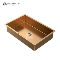 Meuble-lavabo de salle de bain moderne européen en acier inoxydable 304, facile à nettoyer, avec lavabo simple en PVD brossé pour collections design
