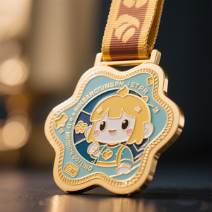 เหรียญวอลเลย์บอลไตรกีฬาเบสบอลเกียรติยศเงินชุบทองโลหะเคลือบทองแบบกำหนดเองเหรียญทองแดงลายการ์ตูน - Product Image 1