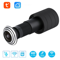 Caméra IP WiFi pour Porte, avec Carte TF, Audio, Œil de Porte Connecté, Vision Grand Angle 1080P 1.66mm, Objectif Fisheye, Réseau P2P, Application Tuya