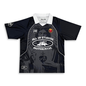 Футбольная форма на заказ с термотрансферной печатью, фоновым узором, вышивкой, ретро-дизайном, услугой OEM и автоматической обработкой кроя - Product Image 2