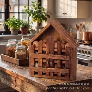 Wooden Egg Storage Rack Chicken Coop Shape Multi Layer Fresh Keeping Organizer For <b>Kitchen</b> Food Storage - Product Image 2