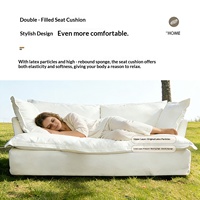 Europäisches Klassisches Designer-Sofa, Superweich, Breites Sofa, Weißer Leinenstoff, Tagesbett, Lounge-Sessel, Relaxsofa für Wohnzimmer