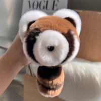 Porte-clés en peluche Umoo, petit raton d'Amérique mignon, en vraie fourrure de lapin Rex, doux, écologique et durable, pour sac à dos ou sac
