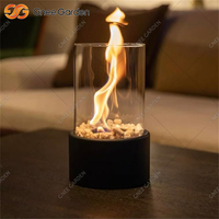 Cheminée/Brasero Portable en Acier Corten de Qualité Supérieure pour Table, à Éthanol/Bois de Chauffage, avec Pique-Brasero, Utilisation Intérieure/Extérieure, Certifié CE, Naturel