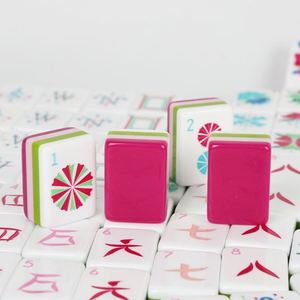 Rose Red American Hand Mahjong Casual Entertainment Tards Four-layer Color-<b>matching</b> Acrylic Home Dormitory Portable Hemp Custom - Product Image 1