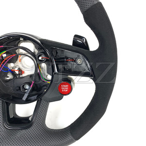 Para <span class=keywords><strong>Audi</strong></span> <span class=keywords><strong>A4</strong></span> RS4 A5 RS5 A3 RS3 volante de cuero fibra de carbono R8 botón paletas de cambio accesorios de coche Interior2022 2023 <span class=keywords><strong>2024</strong></span> - Product Image 3