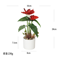 2025 Grosir Bunga Tulip Bonsai Buatan 28cm dalam Pot Bahan PE untuk Dekorasi Kantor