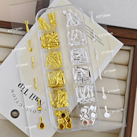 Nouveau design, boîte de 12 compartiments, breloques 3D originales et mignonnes en argent et or, de tailles variées, miniatures et amusantes, en forme de fourchettes et cuillères, pour nail art