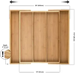 Disesuaikan Dapur Bambu Yang Dapat Diperluas Laci Organizer untuk Dapur, Kamar Mandi, Meja