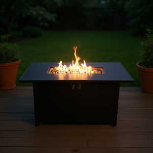 Mesa para Fogatas de 43 Pulgadas en Metal Negro, Diseño Moderno para Exteriores, Funciona con Propano - Product Image 2