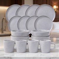 Service de table en céramique gris moucheté de luxe Guangda – Assiettes et bols minimalistes en grès gris nordique – Ensemble de vacances pour la maison