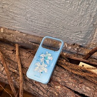 Casing Ponsel Premium TPU Motif Bunga Lily Biru Segar untuk 18 Pro & 17 Pro Max Desain Floral Sederhana Anti Benturan