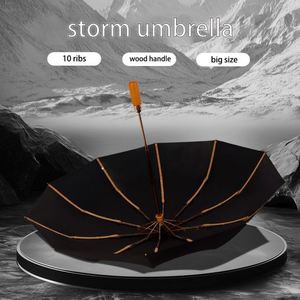 Parapluie anti-UV de 23 pouces à ouverture et fermeture automatiques, résistant au vent, avec logo personnalisé et manche en bois de haute qualité - Product Image 4