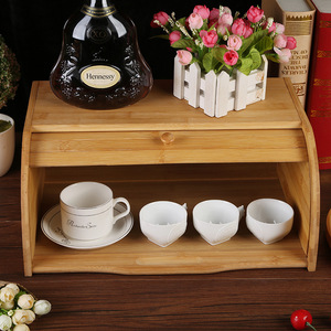 Boîte à pain en bambou avec couvercle en acrylique, armoire de rangement pour cuisine, salon, salle à manger - Product Image 2