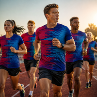 Produits de dropshipping haut de gamme : T-shirts raglan à manches courtes à rayures – Blanks personnalisables pour sublimation avec logo, impression à la demande