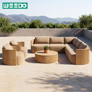 Conjunto de Sofás Modernos de Teca Sólida para Exteriores, Muebles de Jardín Impermeables, Adecuados para Patios, Terrazas, Villas, Hoteles - Product Image 1