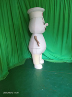 Costume de mascotte de chef OEM pour adulte, en peluche, avec logo imprimé, thème alimentaire, avec tablier et toque de chef, pour la publicité, les fêtes et les carnavals