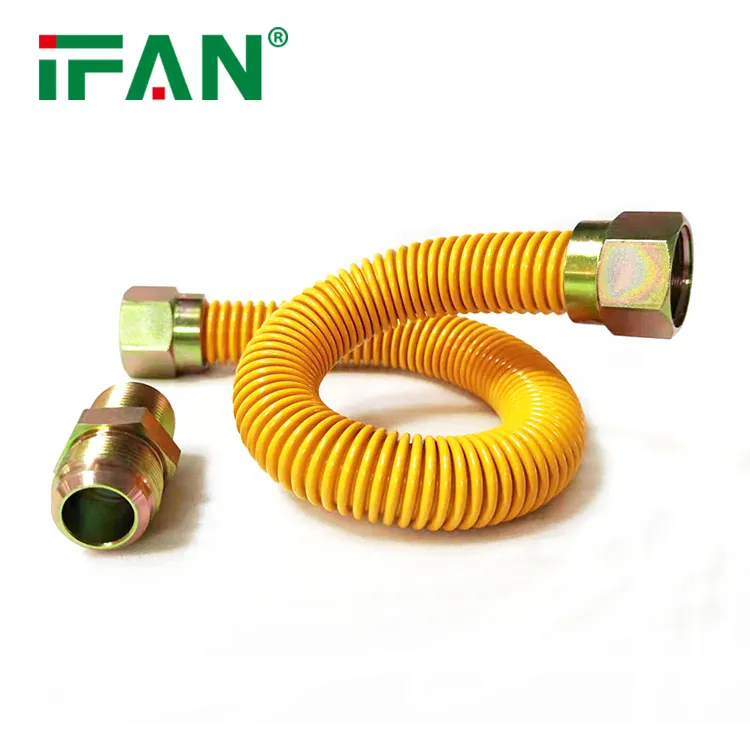 IFAN CSST Yellow Coated Stainless Steel FIP Full Flow Gas Flex Connector Conversion Kit Grill Hose