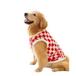 Ropa de Invierno para Perros, Traje Tang de Estilo Chino a Cuadros de Año Nuevo, Chaleco Acolchado de Algodón Cálido para Golden Retriever, Border Collie y Mascotas - Product Image 1