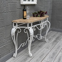 Table console vintage antique blanche rustique de style européen français en bois massif et MDF pour appartement, salles à manger, rangement, montage facile