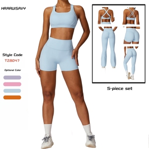 Hot Sale High Quality Sportswear Scrunch Butt Biker Shorts 2 Piece Set Plus Size Cross Back <b>Bra</b> Gym Fitness Yoga Sets for Women - Product Image 2