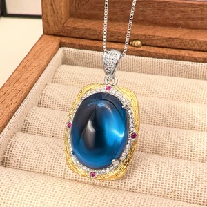 Fashion Eco-friendly Copper Retro Pendant Earrings <b>Rings</b> <b>Set</b> 15*20/10*12mm Blue Zircon Party Jewelry <b>Sets</b> for <b>Women</b> Glamorous - Product Image 5