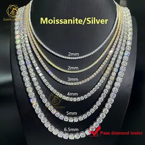 Cheap Hip Hop Iced Out D Color White VVS 925 Sterling Silver 2MM 3MM 4MM 5MM 6.5MM Moissanite Diamond Men Tennis Chain Necklace